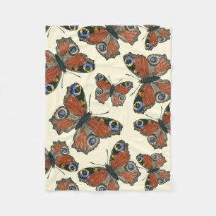 Butterflies watercolor pattern fleece blanket