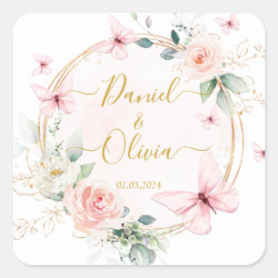 Butterflies Wedding Classic Sticker