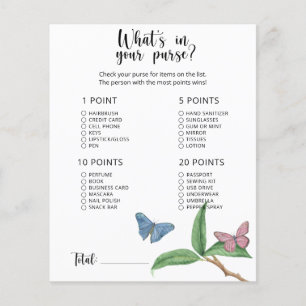 Butterflies - Whats in your purse baby shower game