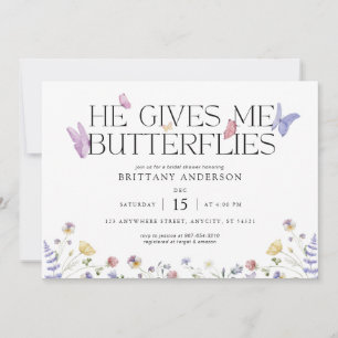 Butterflies Whimsical Bridal Shower Invitation