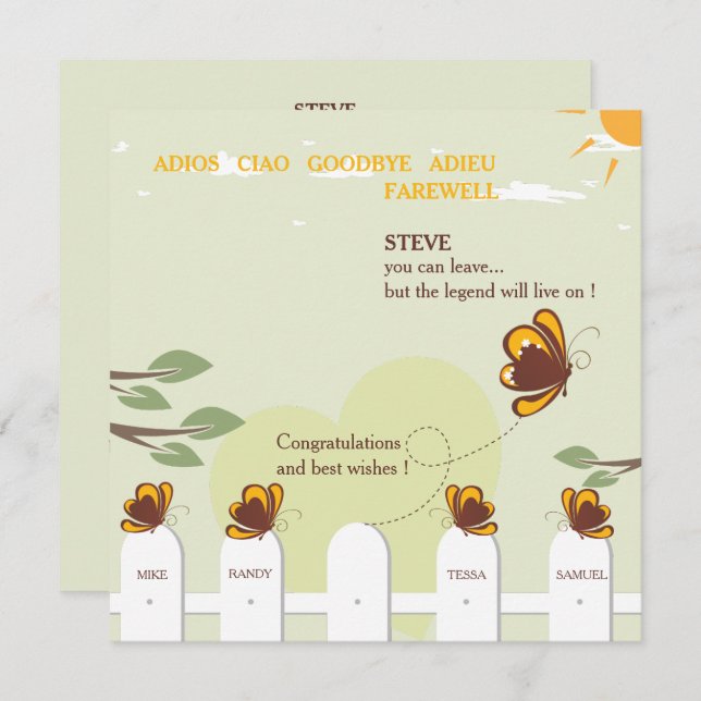 Butterflies Whimsical Farewell Party Invitation (Front/Back)