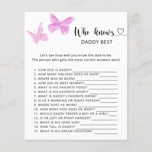 Butterflies - Who knows DADDY best game (Front)