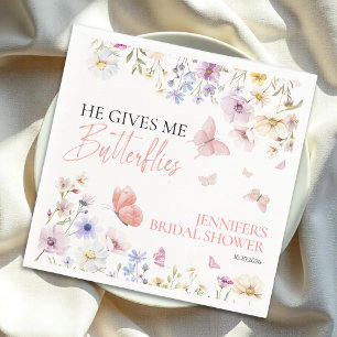 Butterflies Wildflower Bridal Shower Napkin
