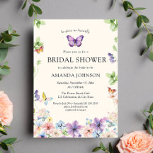 Butterflies & Wildflowers Bridal Shower Invitation