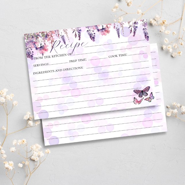 Butterflies Wildflowers Bridal Shower Recipe Card (Creator Uploaded)