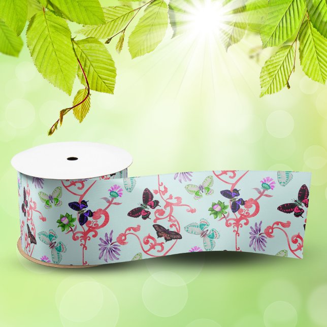 Butterflies William Morris Design Style Satin Ribbon (Creator Uploaded)