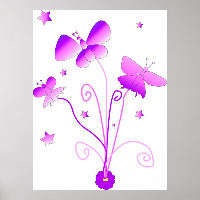Butterflies with Flower Poster (Front)