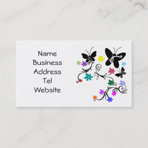 Butterflies with flowers in colour, Business cards