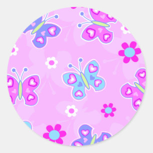 butterflies with hearts classic round sticker