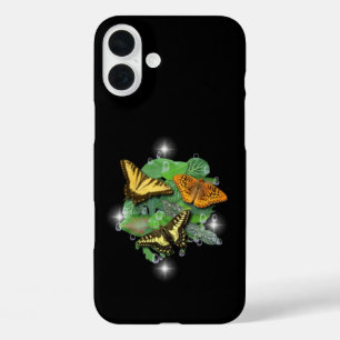 Butterflies with Leaf Raindrops and Stars iPhone 16 Plus Case