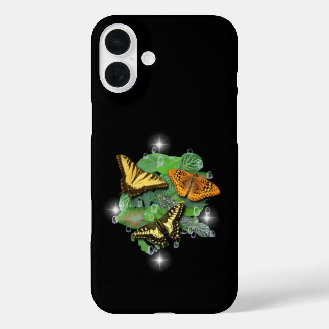Butterflies with Leaf Raindrops and Stars Case-Mate iPhone Case (Back)