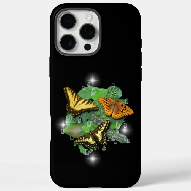 Butterflies with Leaf Raindrops and Stars Case-Mate iPhone Case (Back)