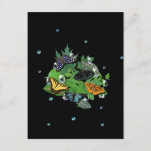 Butterflies with Leaves Raindrops and Pearls Postcard