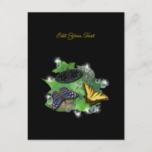 Butterflies with Leaves Raindrops and Stars Postcard