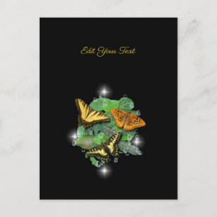 Butterflies with Leaves Raindrops and Stars Postcard