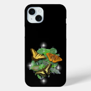 Butterflies with Leaves Raindrops Stars iPhone 15 Mini Case