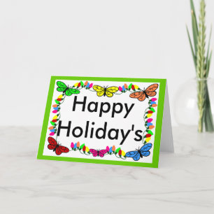Butterflies with lights christmas blank card