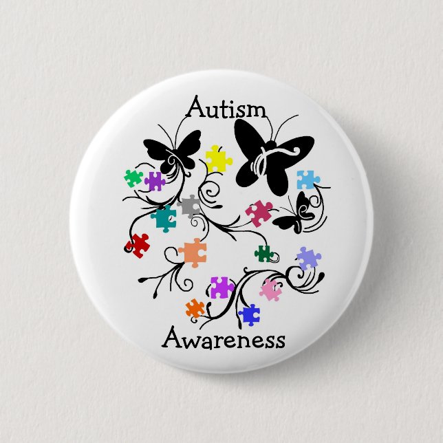 Butterflies with puzzle pieces button (Front)