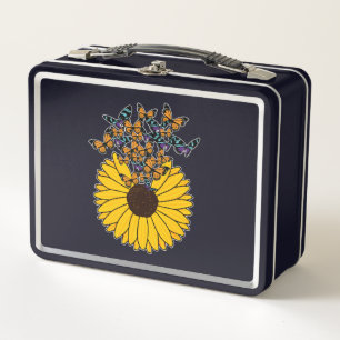 Butterflies with Sunflower Metal Lunch Box