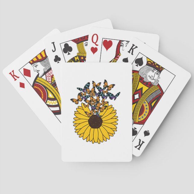 Butterflies with Sunflower Playing Cards (Back)