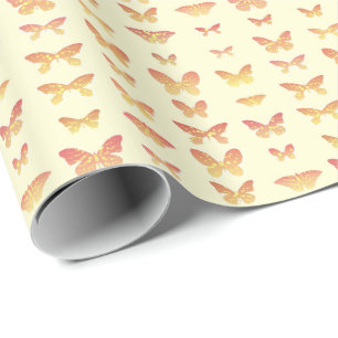 Butterflies, yellow, gold and orange wrapping paper