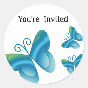 Butterflies You're Invited Envelope Seals Round
