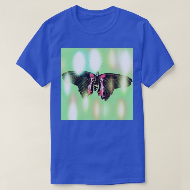 butterfliesrebirth of a butterfly with sequinsblue T-Shirt (Design Front)