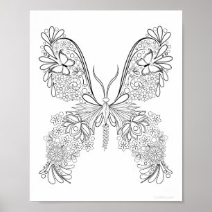 Butterflowers #3 Detailed Colouring Poster
