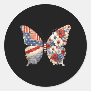 Butterfly 1776-2026 250 Years American 250th 4th Classic Round Sticker