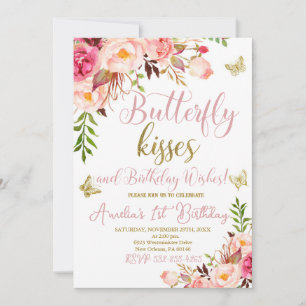 Butterfly 1st Birthday, Girls First Birthday Invitation