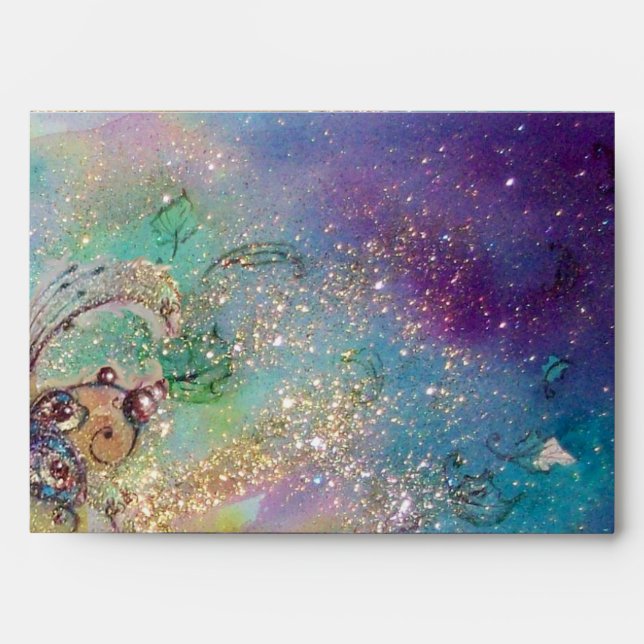 BUTTERFLY 2 ,blue green yellow gold sparkles Envelopes (Front)