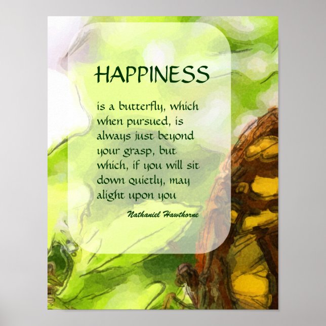 Butterfly 2 Happiness Inspirational Quote Poster (Front)