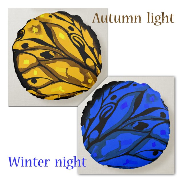 Butterfly 2 sided (Autumn Light & Winter Night) Round Cushion (Creator Uploaded)
