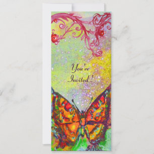 BUTTERFLY 3 ,bright red yellow purple pink sparkle Invitation