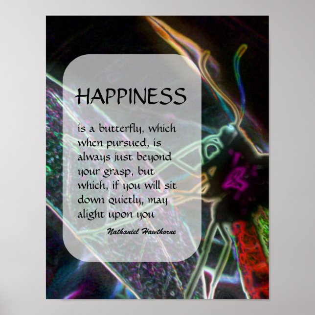 Butterfly 3 Happiness Inspirational Poster (Front)