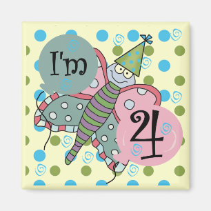 Butterfly 4th Birthday Tshirts and Gifts Magnet