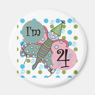 Butterfly 4th Birthday Tshirts and Gifts Magnet
