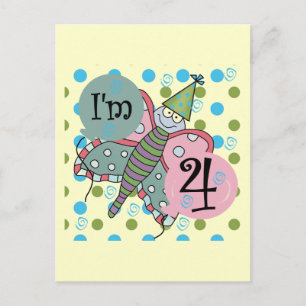 Butterfly 4th Birthday Tshirts and Gifts Postcard