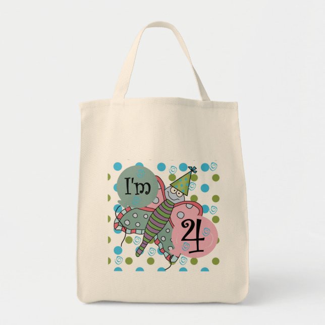 Butterfly 4th Birthday Tshirts and Gifts Tote Bag (Front)