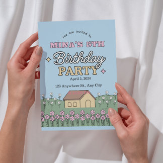 Butterfly 6th Birthday Invitation girls