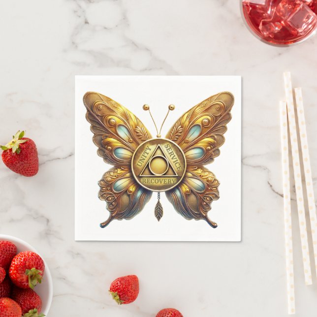 Butterfly AA Unity | 12 Step Recovery Slogan Napkin (Insitu)
