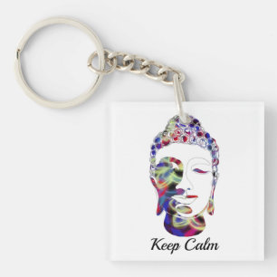 Butterfly abstract on hand drawn buddha silhouette key ring