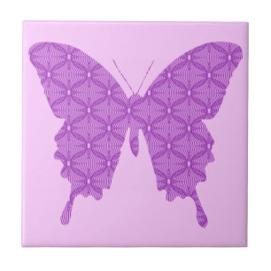 Butterfly, abstract pattern, lavender and purple ceramic tile
