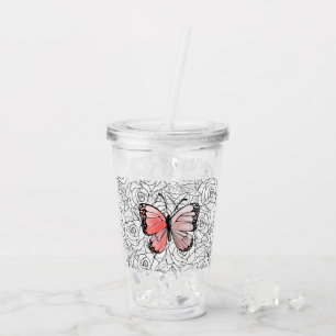 Butterfly Acrylic Tumbler Roses