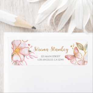 Butterfly Address Labels Girl Gold Baby Shower