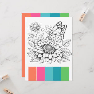Butterfly Adult Colouring Card Art Therapy
