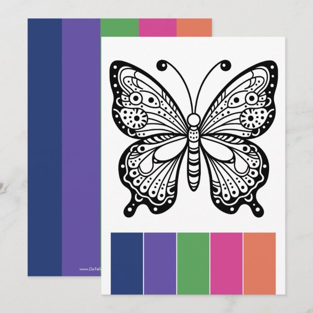 Butterfly Adult Colouring Cards and Colour Palette (Front/Back)