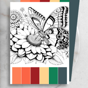 Butterfly Adult Colouring Cards & Colour Combinati
