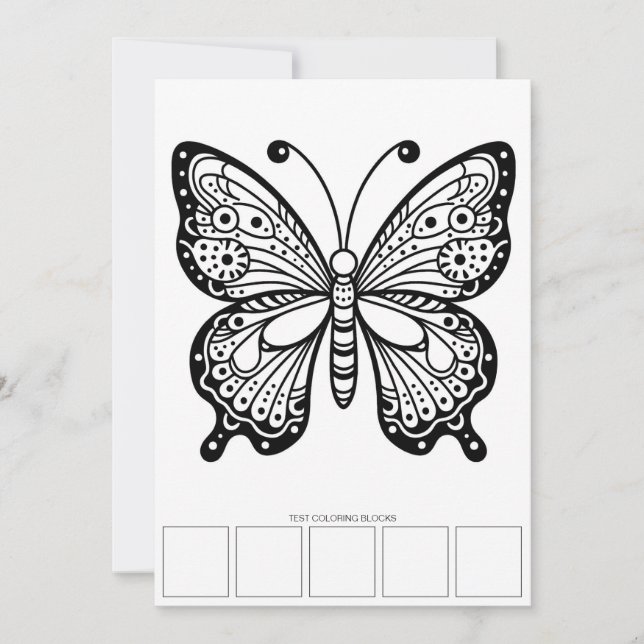 Butterfly Adult Colouring Cards with Test Space (Front)
