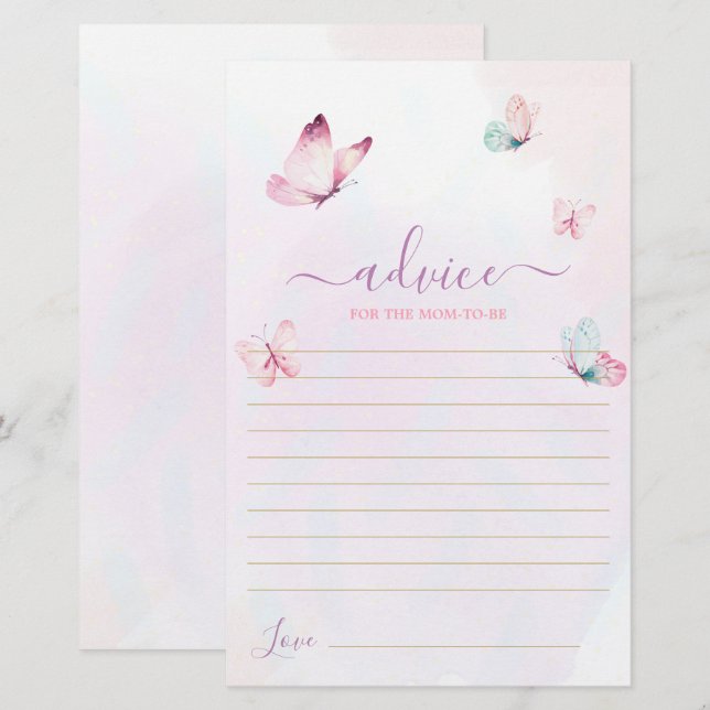 Butterfly Advice for the Mum To Be card (Front/Back)